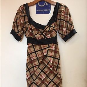 Bebe nude plaid dress